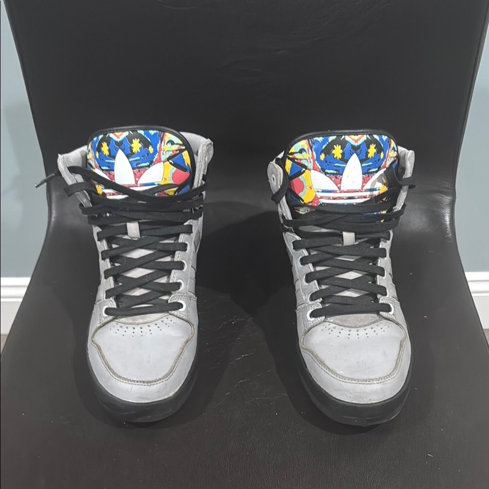 Adidas High-Top Sneakers with Colorful Floral Tongue